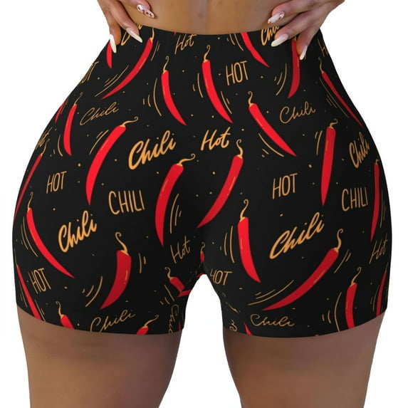 Naloa Hot Chili Biker Shorts for Women Seamless Scrunch Short Women’s Yoga Shorts for Gym Running Sport Shorts - Small