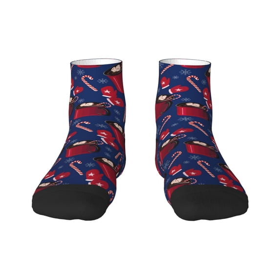 Naloa Hot Cocoa Snowflake Mittens Ankle Socks for Women Non Slip Socks No Show Socks Classic Low Cut Casual Socks Casual Socks