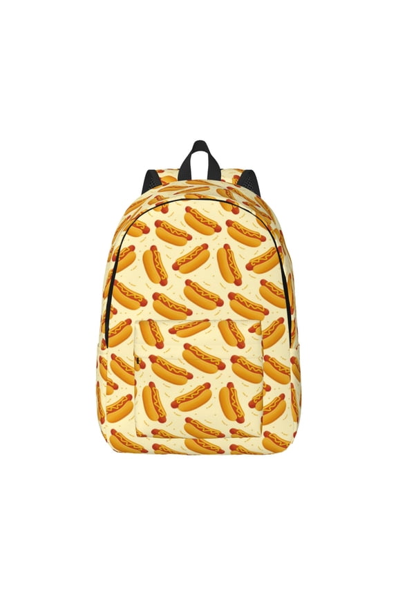Hot Dog 3 Canvas Backpack for Men Women Rucksack Casual Travel Daypack College Tote Satchel Bookbag for Teens-Small
