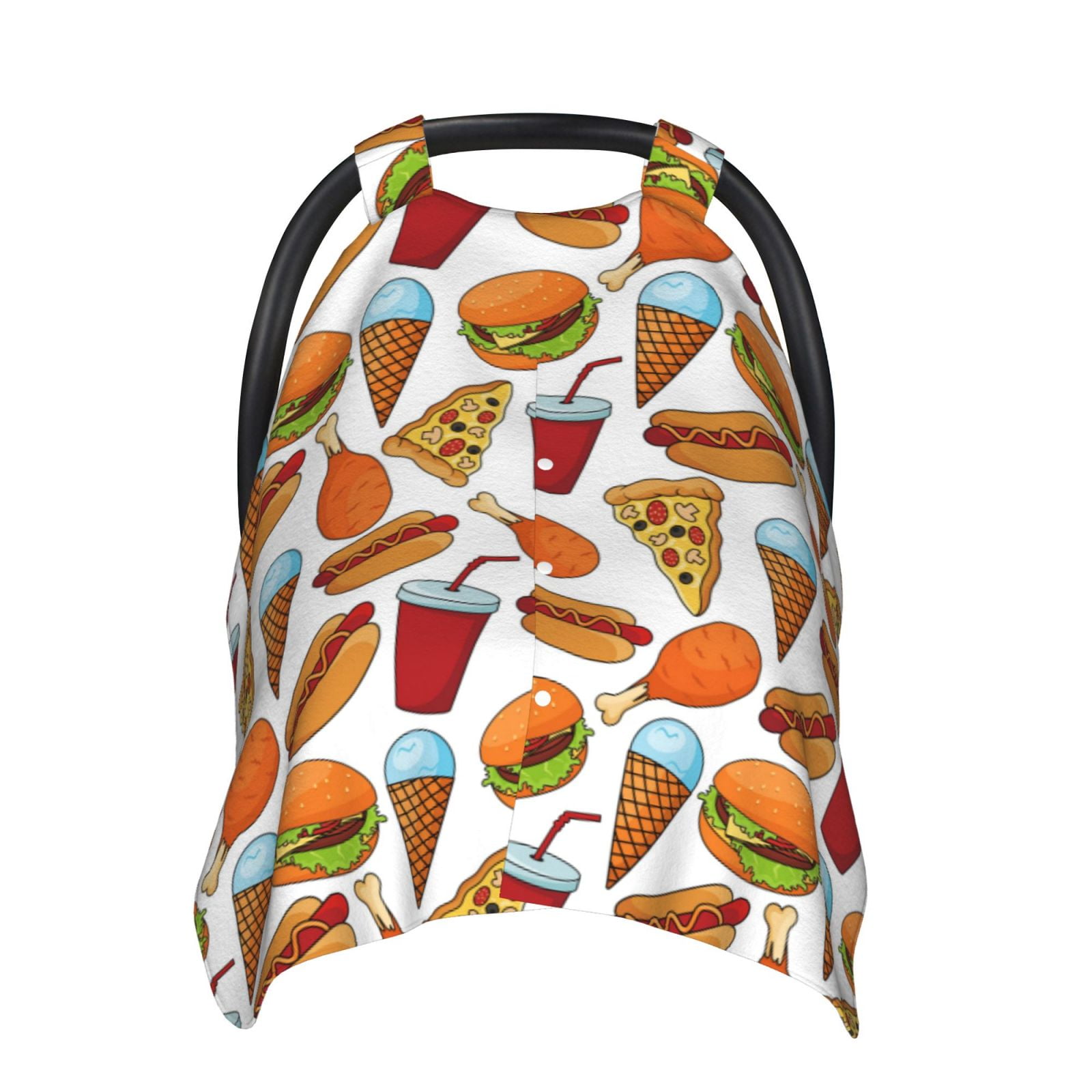 Naloa Hot Dog Burger Baby Car Seat Cover, Breathable Baby Carrier Cover, Multiuse Baby Carrier Cover & Nursing Breastfeeding Cover