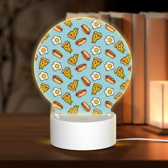 Naloa Hot Dog Pizza Acrylic LED Night Light Custom LED Lights Personalized Nightlight Customized Gifts for Family Couples Friends