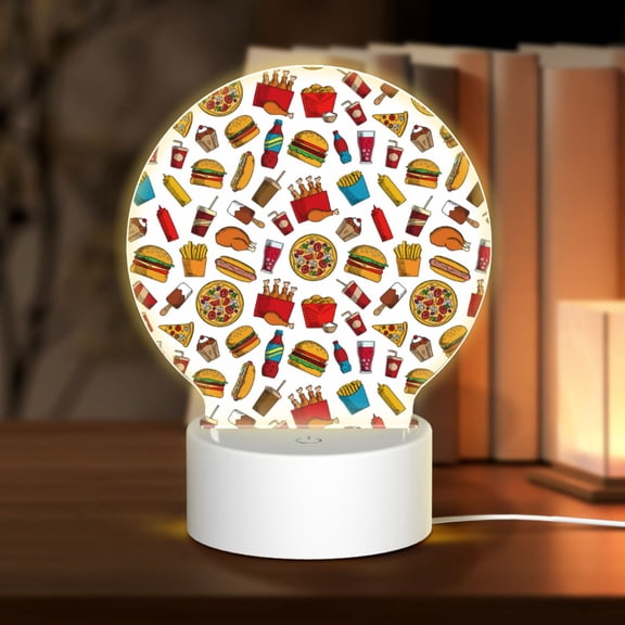 Naloa Hot Dog Pizza Acrylic LED Night Light Custom LED Lights Personalized Nightlight Customized Gifts for Family Couples Friends
