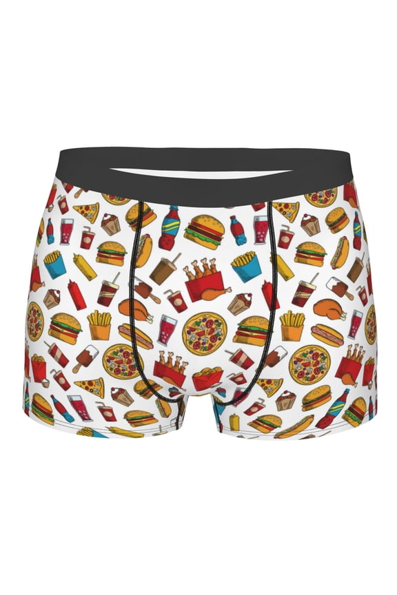 Hot Dog Pizza Print Mens Underwear - Boxers for Men, Classic Briefs for Men