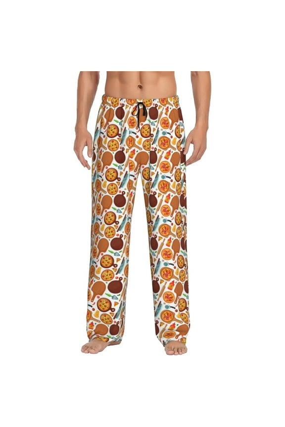 Hot Fresh Pizza Pajama Pants Men, PJ Bottoms, Sleep & Lounge Pants-Small