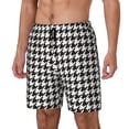 thumbnail image 1 of Naloa Houndstooth Black And White Print Men Swim Trunks with Compression Liner ,Board Shorts,Men's Swim Shorts with Drawstring and Elastic Waistband-Medium, 1 of 6