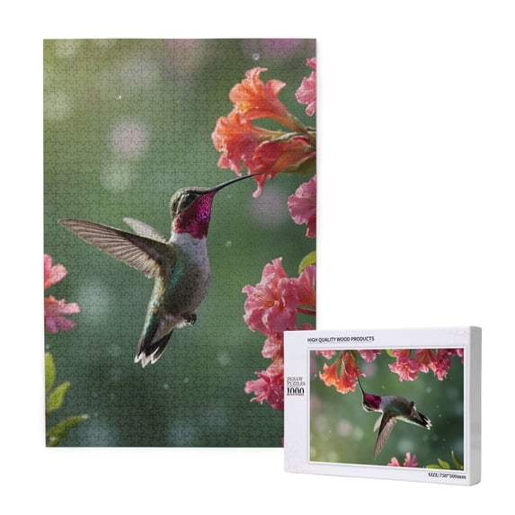 Naloa Humming Bird 1 Custom Puzzles Personalized Puzzle 1000 Pieces from Photo Custom Jigsaw Puzzle for Wedding, Graduation, (29.5×19.7in, Vertical)