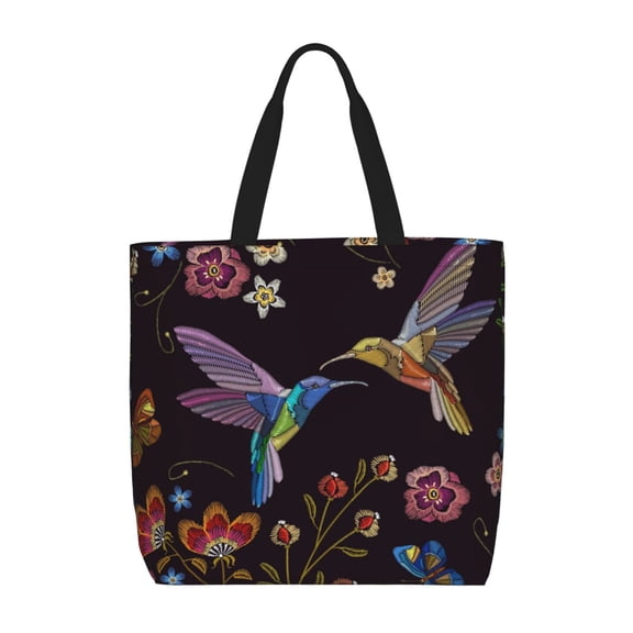 Naloa Humming Bird Tote Bag for Women, Foldable Tote Bag With Zipper, Large Shoulder Bag, Top Handle Handbag for Travel, Work, Shopping