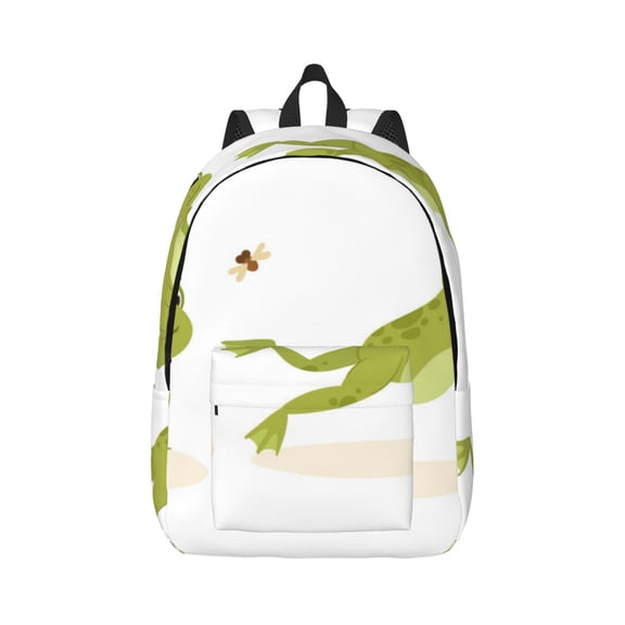 Naloa Hunting Frog Canvas Backpack for Men Women Rucksack Casual Travel Daypack College Tote Satchel Bookbag for Teens-Small