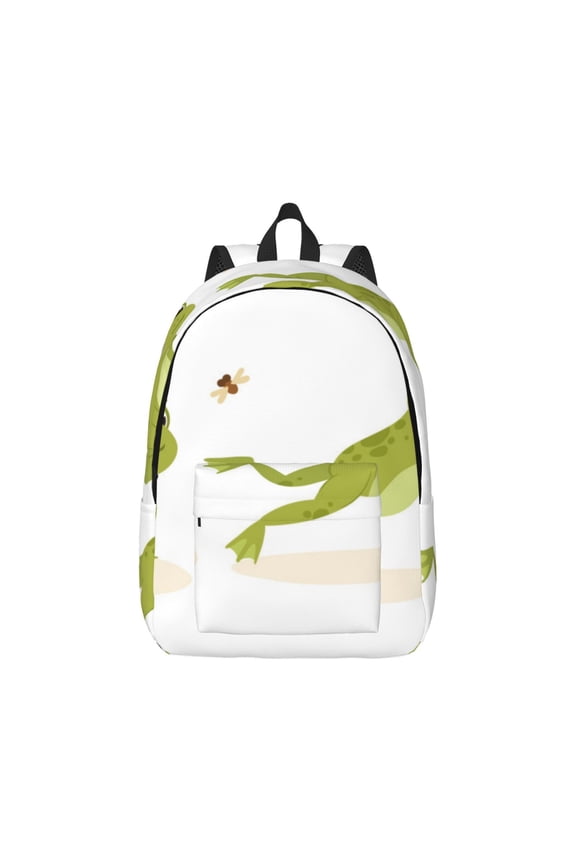 Hunting Frog Canvas Backpack for Men Women Rucksack Casual Travel Daypack College Tote Satchel Bookbag for Teens-Small