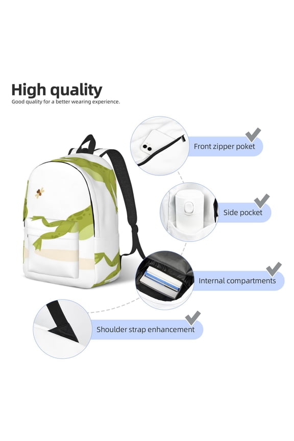 Hunting Frog Print Durable Canvas College Rucksack,Laptop Excursion Backpack,Travel Notebook School Backpack,Bookbag For Men Women