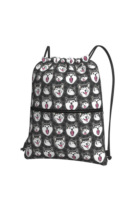 Husky Drawstring Backpack String Bag Cinch Water Resistant for Gym Shopping Sport Yoga
