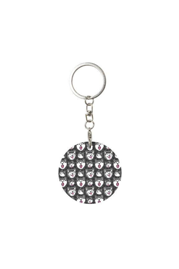 Husky Print Round Keychain Keychain Key Ring, Key Tag, Key Chain Bulk for Gift Accessories (Round)