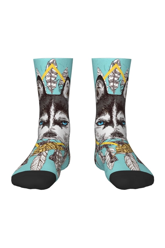 Husky With Dreamcatcher Kids Socks Unisex Kids and Toddlers' Crew Socks, ,1 Pairs