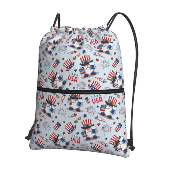Naloa I Love USA Drawstring Backpack String Bag Cinch Water Resistant for Gym Shopping Sport Yoga