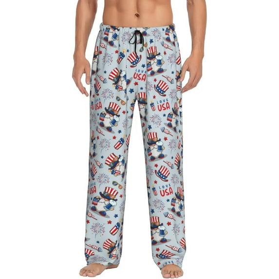 Naloa I Love USA Pajama Pants Men, PJ Bottoms, Sleep & Lounge Pants-XX-Large