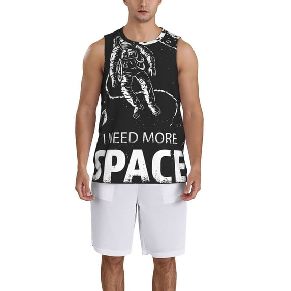 Naloa I Need More Space Basketball Jersey Reversible Men's Mesh Athletic Sports Shirts Training Practice S-4XLMedium