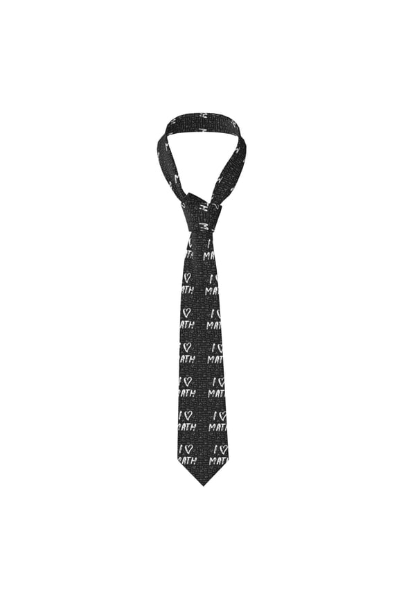 I love Math Print Solid Color Tie Formal Necktie for MenSuitable for business, daily life, work