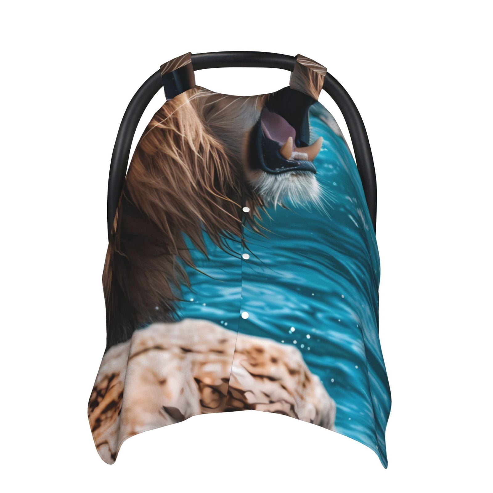Naloa Ice Blue Coastal Lion Baby Car Seat Cover, Breathable Baby Carrier Cover, Multiuse Baby Carrier Cover & Nursing Breastfeeding Cover