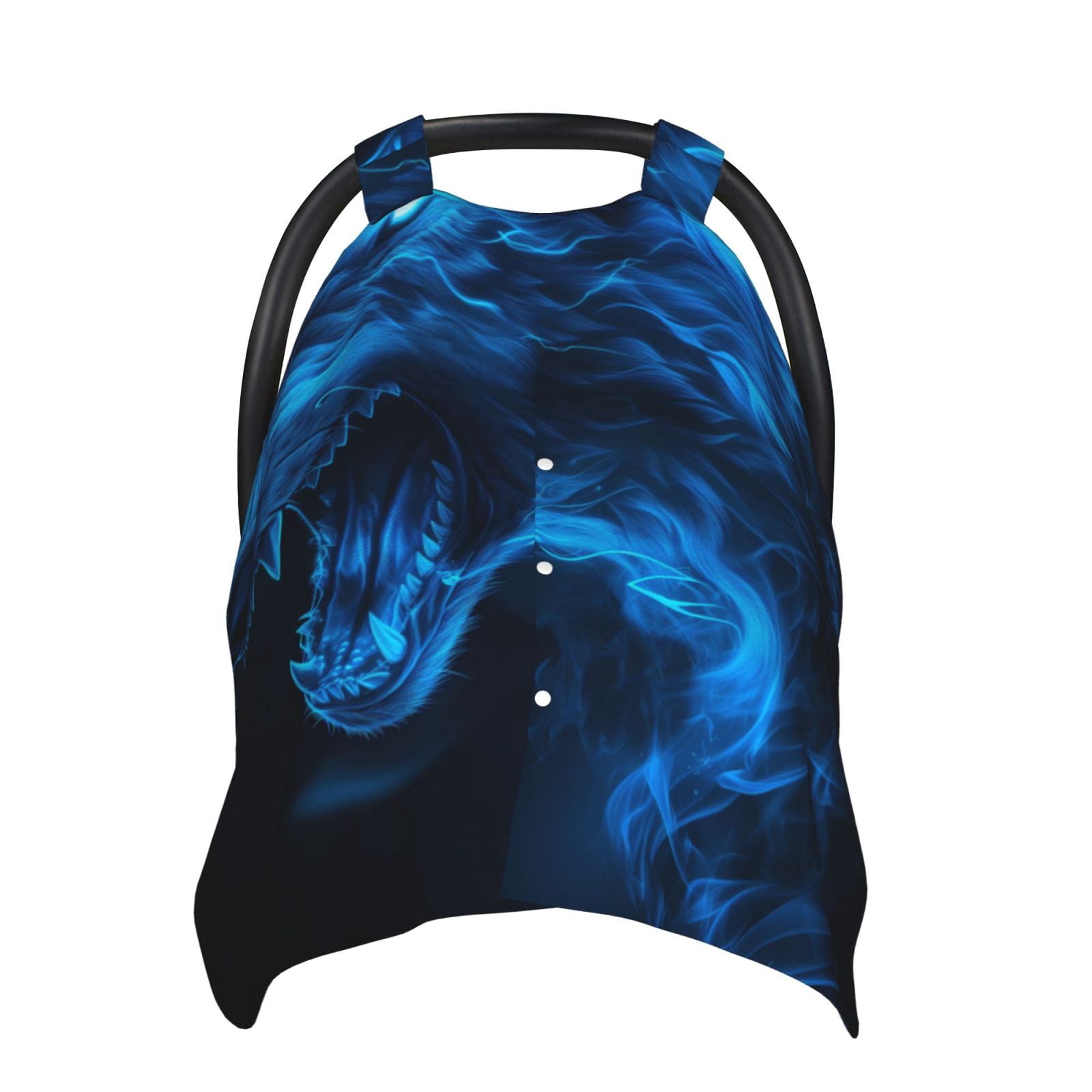 Naloa Ice Blue Fire Wolf Baby Car Seat Cover, Breathable Baby Carrier Cover, Multiuse Baby Carrier Cover & Nursing Breastfeeding Cover