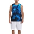 thumbnail image 1 of Naloa Ice Blue Fire Wolf Basketball Jersey Reversible Men's Mesh Athletic Sports Shirts Training Practice S-4XLLarge, 1 of 6