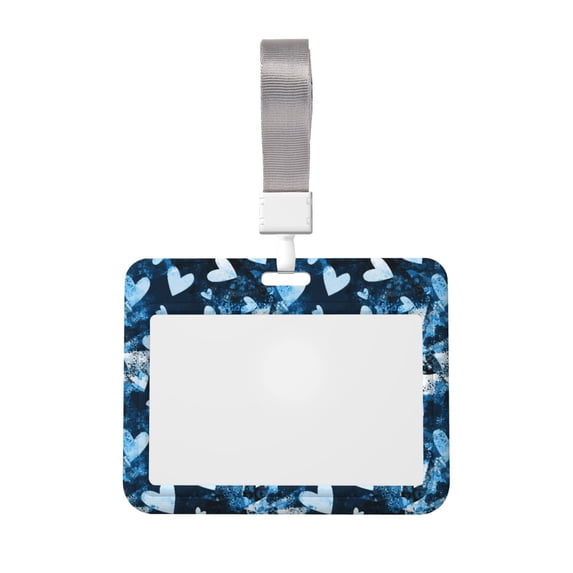 Naloa Ice Blue Heart Card Badge Holder Work Badge Sleeve for Office, School, Factory, ID Credit Cards, Driver Licenses and Passes