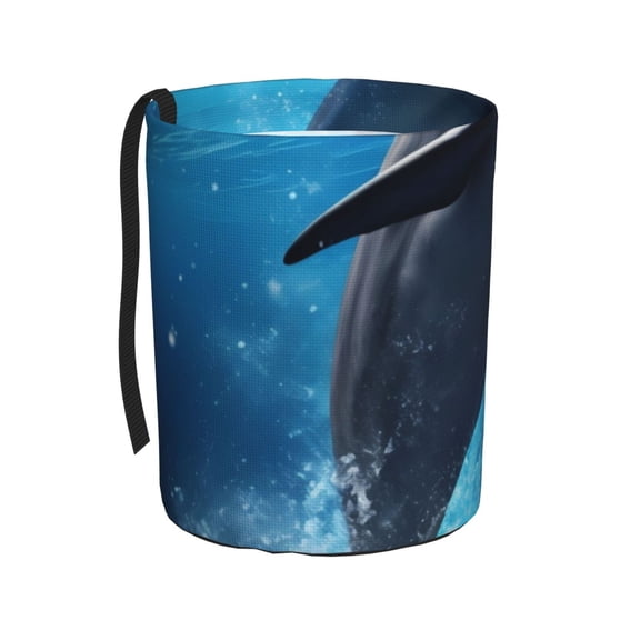 Naloa Ice Blue Ocean Cute Dolphin Car Trash Can Garbage Car Accessories Trash Can Car Waste Bin for for Driver and Passenger Any Vehicle
