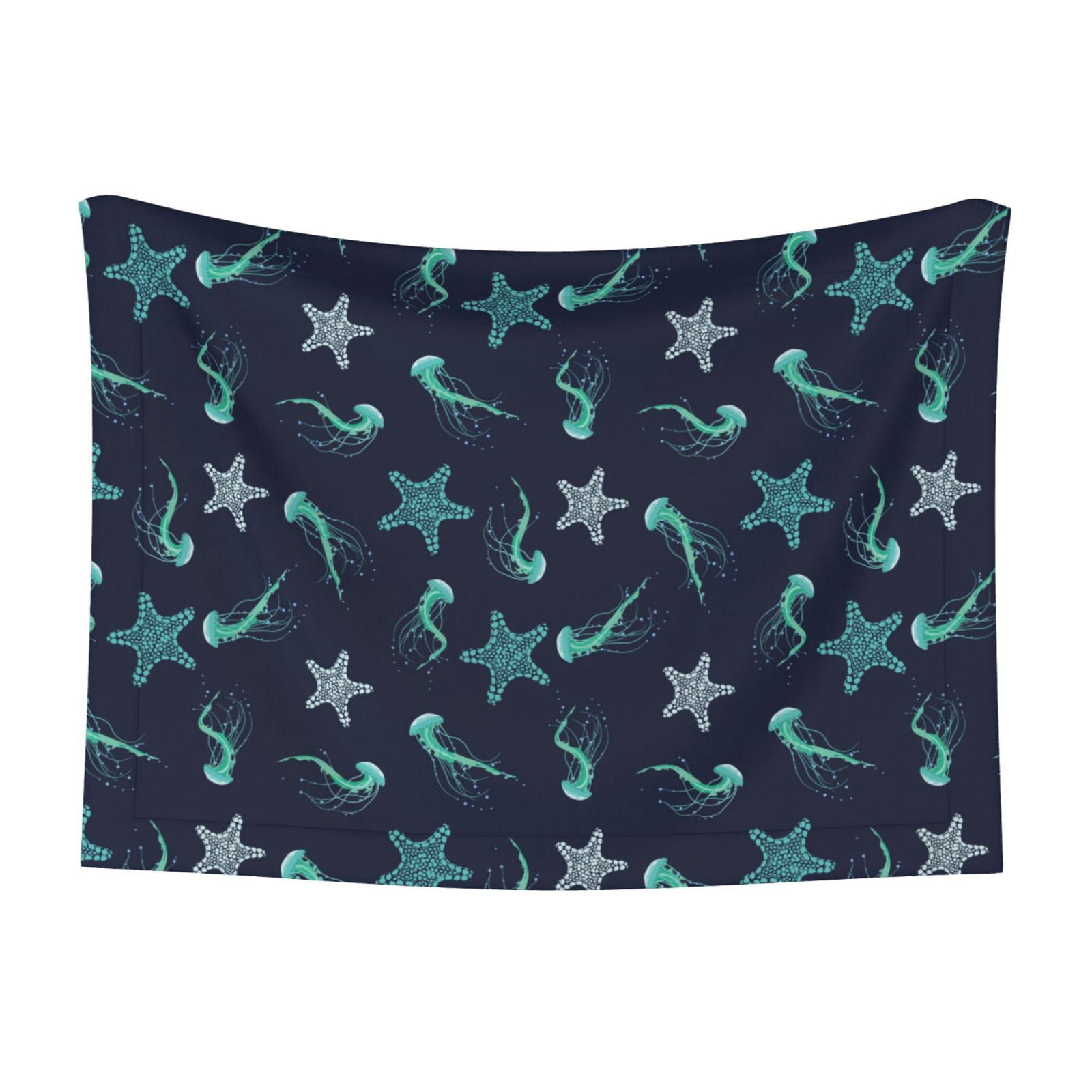 Naloa Ice Blue Starfish and Jellyfish Dog Blanket, 3 Sizes Cat Blanket for Indoor Cats Large Medium Small Dog Gifts-