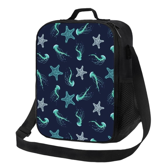 Naloa Ice Blue Starfish and Jellyfish Lunch box Lunch bag for men women Large capacity Lunchbox Insulated Lunch bag Lunch box cooler