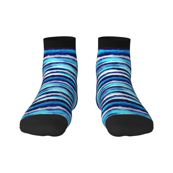 Naloa Ice Blue Stripes Ankle Socks for Women Non Slip Socks No Show Socks Classic Low Cut Casual Socks Casual Socks