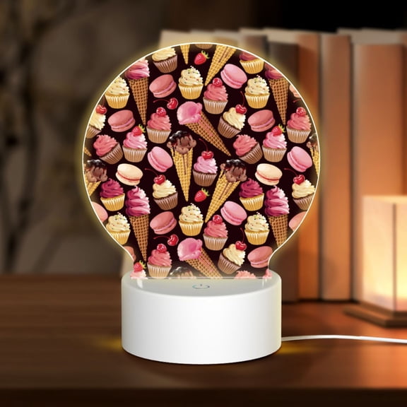 Naloa Ice Cream Cake Acrylic LED Night Light Custom LED Lights Personalized Nightlight Customized Gifts for Family Couples Friends