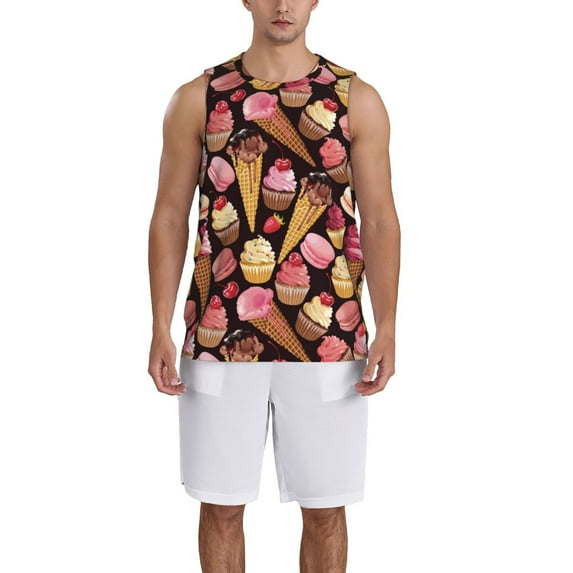 Naloa Ice Cream Cake Basketball Jersey Reversible Men's Mesh Athletic Sports Shirts Training Practice S-4XLMedium