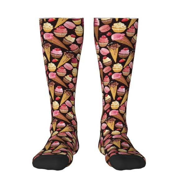 Naloa Ice Cream Cake Thigh High Socks Extra Long Stretchy Sock Women Over Knee High Opaque Stocking Daily Wear