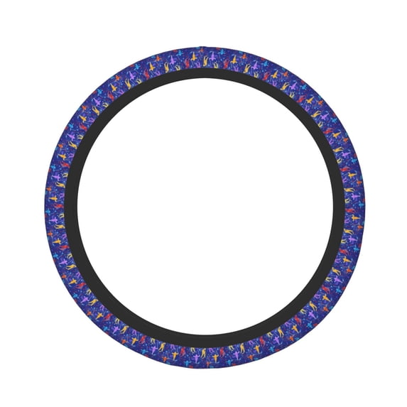 Naloa Ice Hockey Players With Puck Elastic Steering Wheel Cover, Auto Steering Wheel Cover – 15 Inch, Fit Suvs,Vans Cars,Trucks