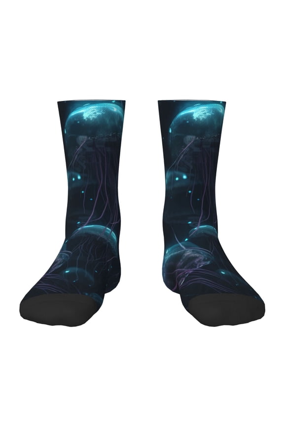 Ice blue light spot jellyfish Kids Socks Unisex Kids and Toddlers' Crew Socks, ,1 Pairs