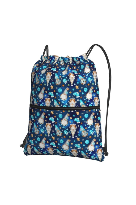Ice blue old man cute winter Drawstring Backpack String Bag Cinch Water Resistant for Gym Shopping Sport Yoga