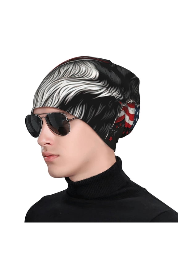 Independence Day Collie Soft Beanie Hat, Knit Beanie Daily Beanie in Fine Knit for Women Men Winter Travel, Outdoor