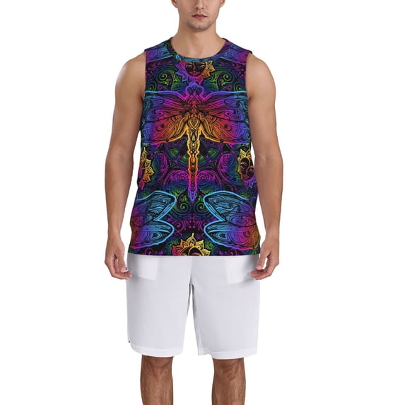 Naloa Indian Mandalas Dragonfly Basketball Jersey Reversible Men's Mesh Athletic Sports Shirts Training Practice S-4XLX-Large