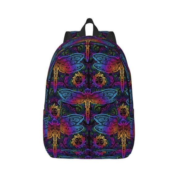 Naloa Indian Mandalas Dragonfly Canvas Backpack for Men Women Rucksack Casual Travel Daypack College Tote Satchel Bookbag for Teens-Medium