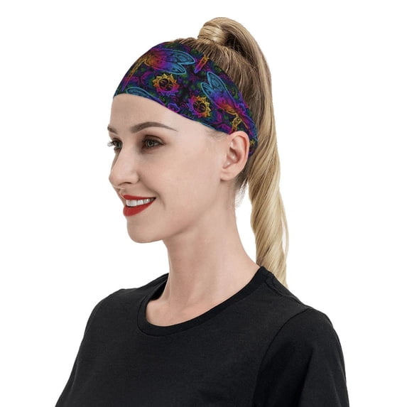 Naloa Indian Mandalas Dragonfly Fashionable Sport Sweatband for Running, Yoga, Basketball - Head Circumference 19.6-22.4 inches