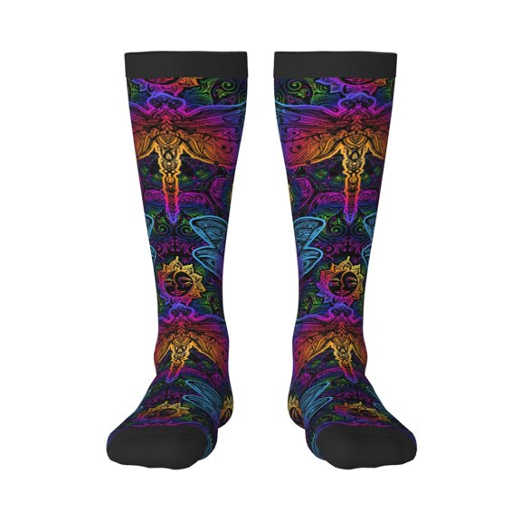 Naloa Indian Mandalas Dragonfly Thigh High Socks Extra Long Stretchy Sock Women Over Knee High Opaque Stocking Daily Wear