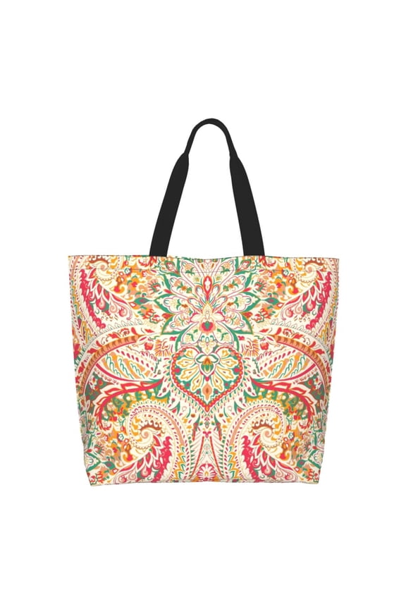 Indian Paisley 1 Tote Bag for Women Large Capacity Shoulder Bag for College Work Travel Shopping