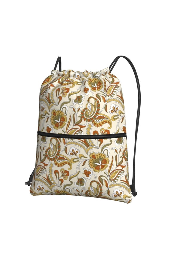 Indian Paisley Drawstring Backpack String Bag Cinch Water Resistant for Gym Shopping Sport Yoga