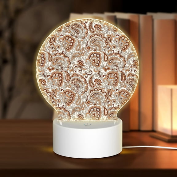 Naloa Indian Paisley1 Acrylic LED Night Light Custom LED Lights Personalized Nightlight Customized Gifts for Family Couples Friends