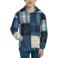 thumbnail image 1 of Naloa Indigo Patchwork Quilt Teenage Zipper Hoodie, Long Sleeve Zip Up Hoodies Casual Jackets Tops for 7-12 Years-Small, 1 of 6