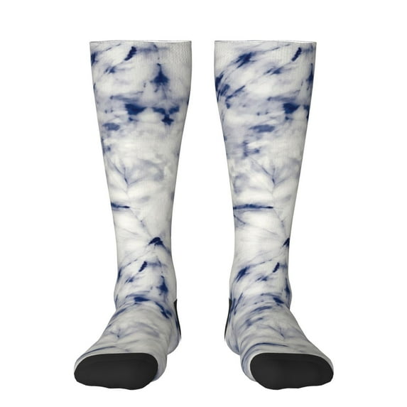 Naloa Indigo Tie Dye Thigh High Socks Extra Long Stretchy Sock Women Over Knee High Opaque Stocking Daily Wear