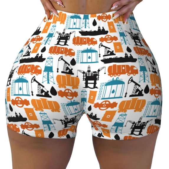 Naloa Industrial Transportations Biker Shorts for Women Seamless Scrunch Short Women’s Yoga Shorts for Gym Running Sport Shorts - Medium