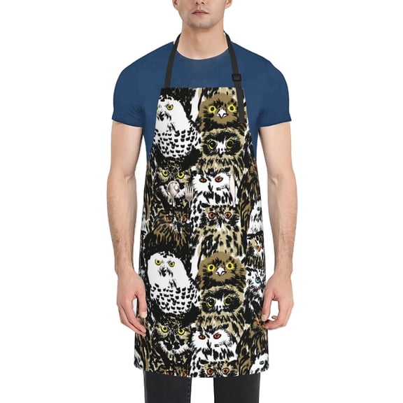 Naloa Ink Graffiti Owl Apron Kitchen Aprons with Pockets for Women Men Chef