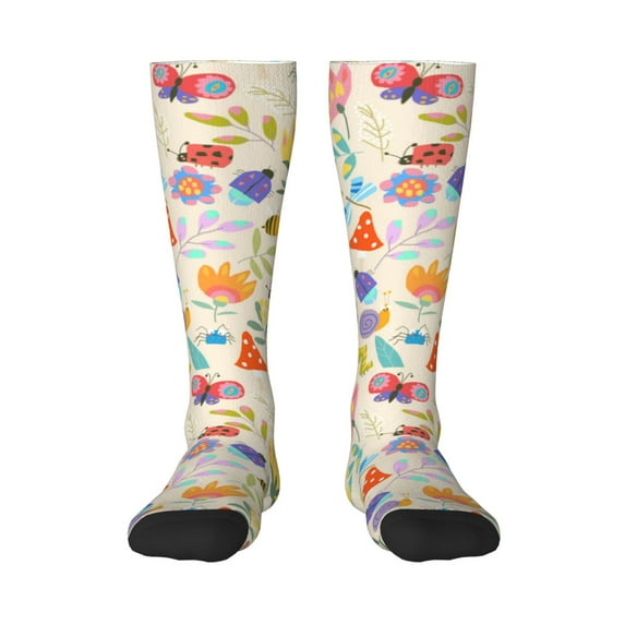 Naloa Insects In Plants Thigh High Socks Extra Long Stretchy Sock Women Over Knee High Opaque Stocking Daily Wear
