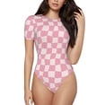 thumbnail image 1 of Naloa Irregular Plaid Women's Short-Sleeved Onesie, One-Piece Swimsuit for Parties, dates, clubs - X-Large, 1 of 9
