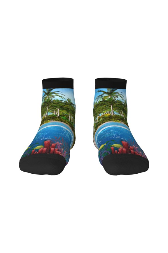 Island And Coral Reef Ankle Socks for Women Non Slip Socks No Show Socks Classic Low Cut Casual Socks Casual Socks